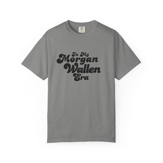 Gray t-shirt with 'In My Morgan Wallen Era' text