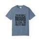 Blue t-shirt with black text reading 'I'm holding a marg so yeah, I'm pretty busy'