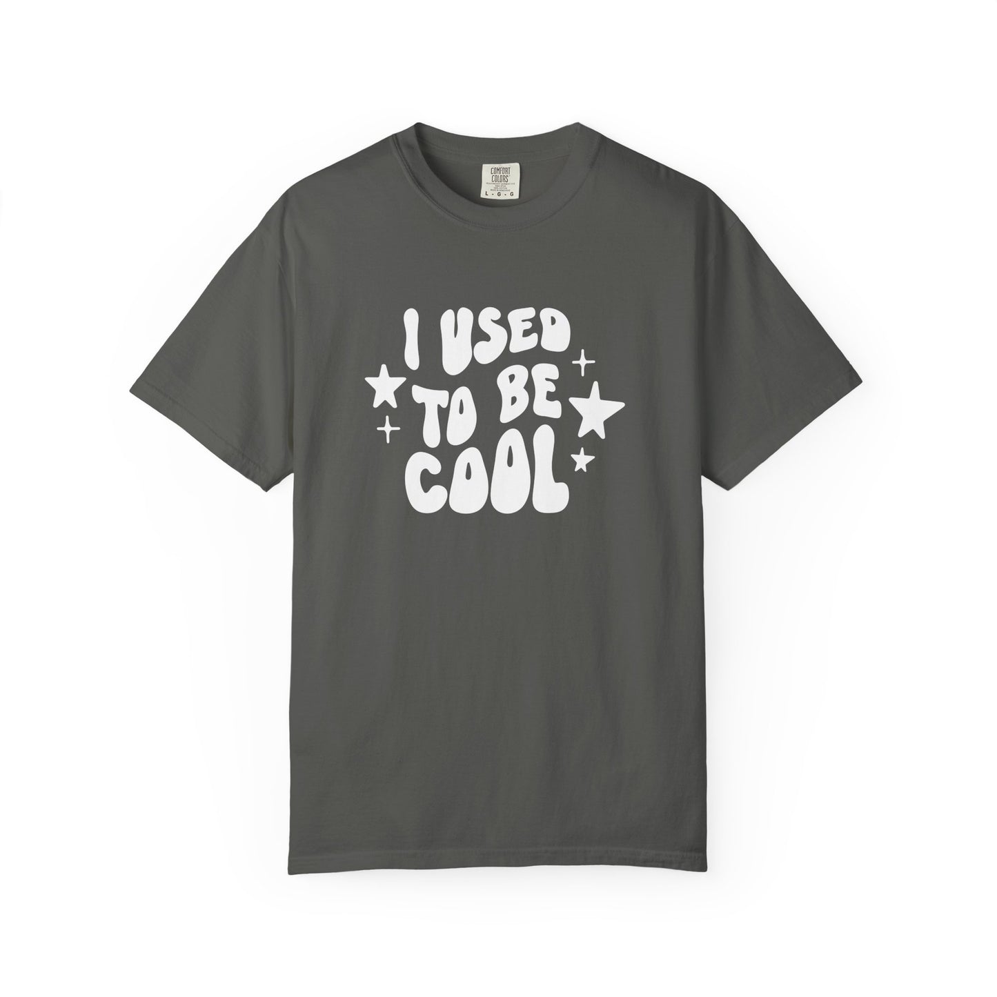 Gray t-shirt with 'I Used to Be Cool' text on a white background
