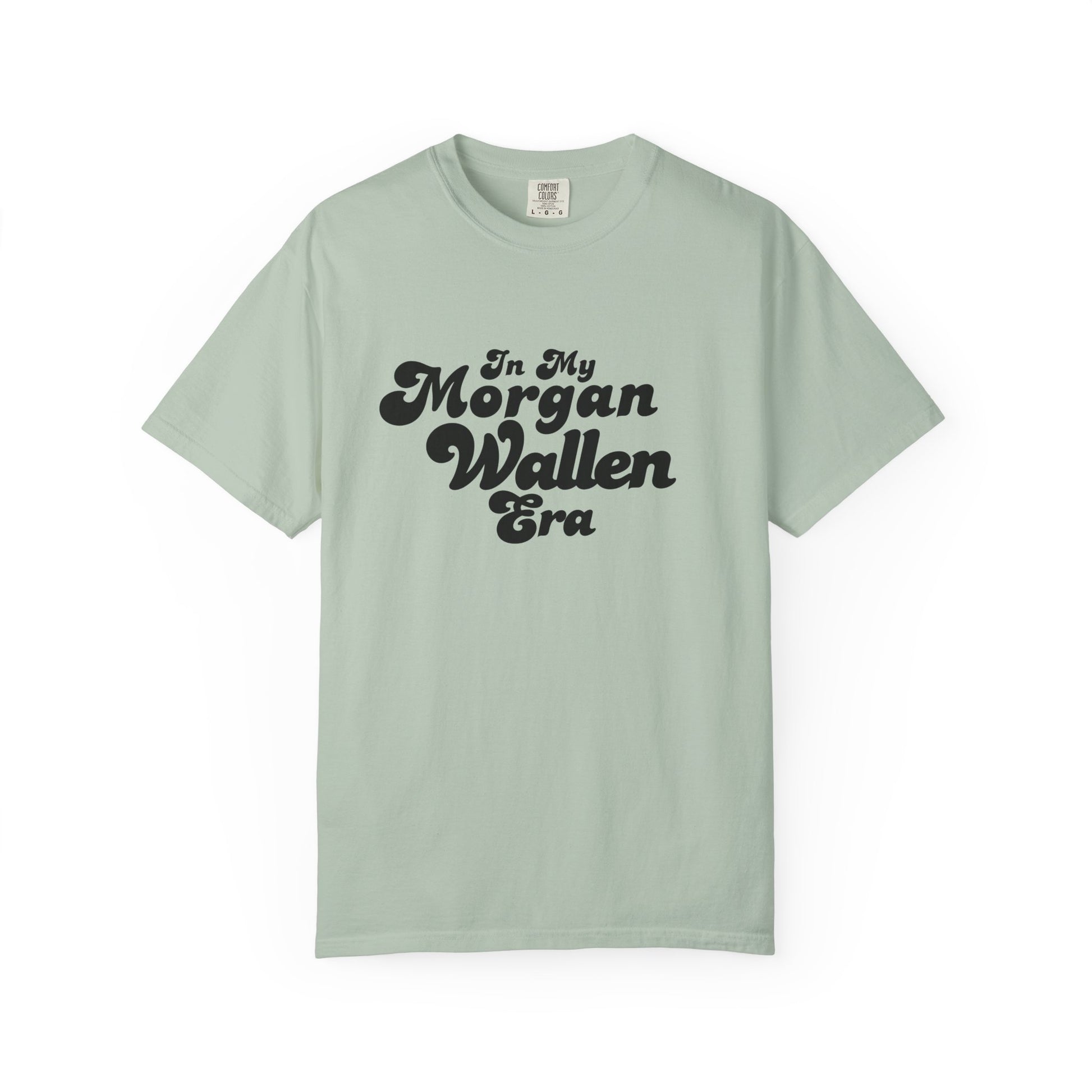 Light green t-shirt with 'In My Morgan Wallen Era' text 