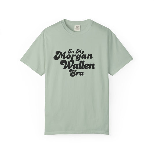 Light green t-shirt with 'In My Morgan Wallen Era' text 