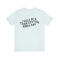 Light blue t-shirt with 'could be a train station kinda day' in black text on a white background