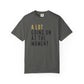 Gray t-shirt with text 'A LOT GOING ON AT THE MOMENT' on a white background
