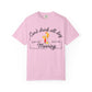 Pink t-shirt with humorous text and cocktail graphics 