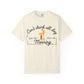 Beige t-shirt with humorous text and drink graphics 