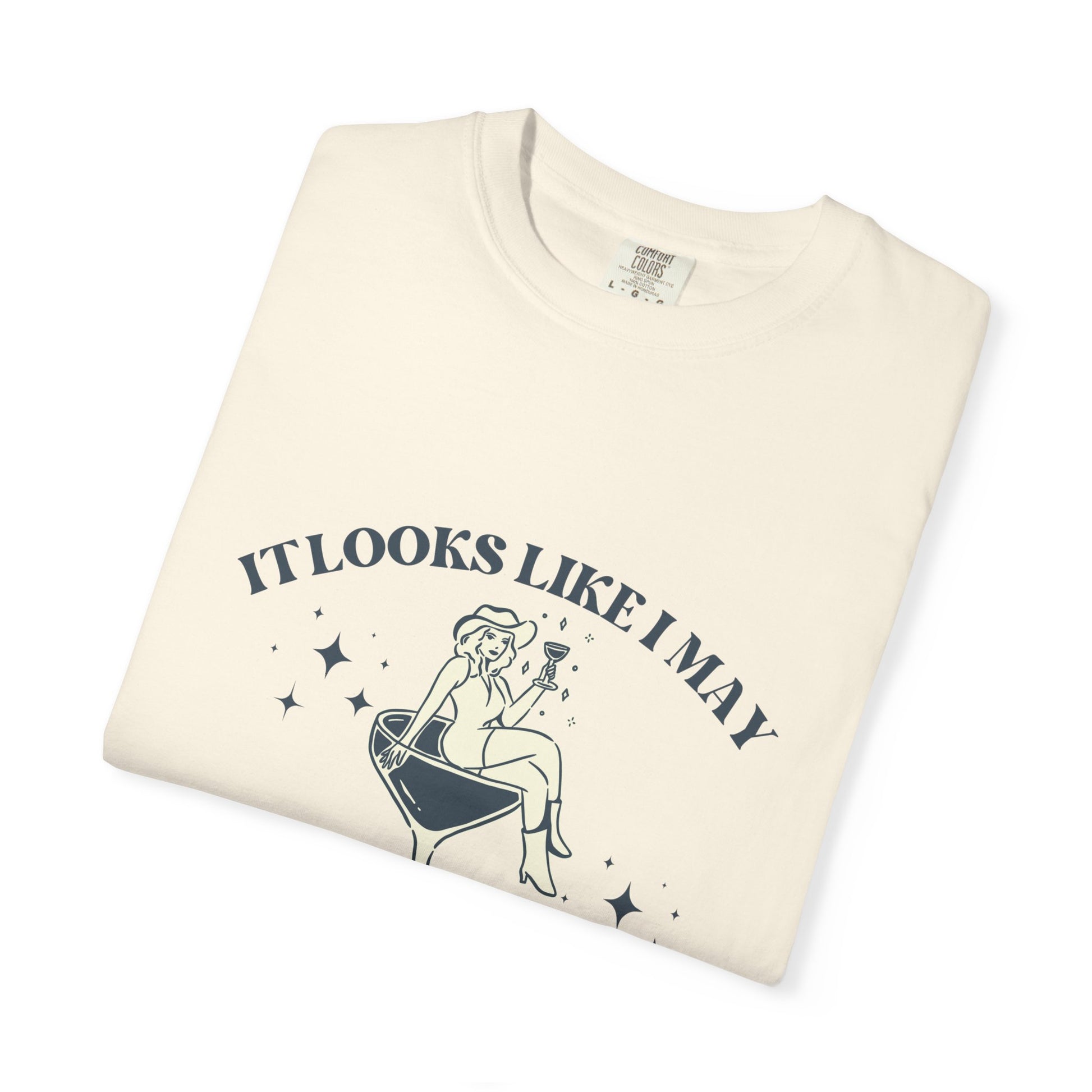 Folded t-shirt with graphic design and text 