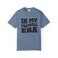 Blue t-shirt with 'In My Football Era' text on a white background
