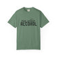 Green t-shirt with 'may contain ALCOHOL' text 