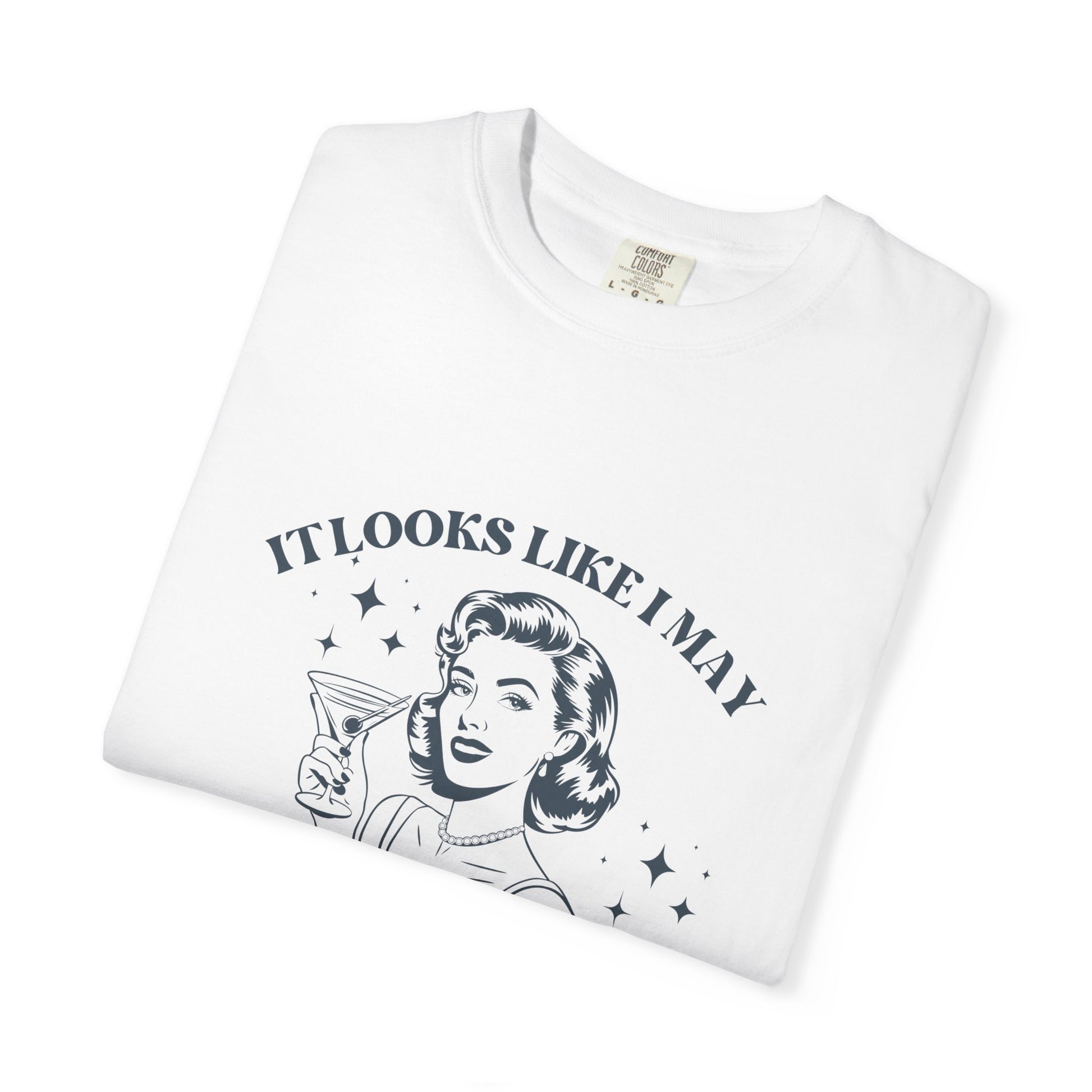 White t-shirt with graphic design and text on a white background