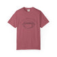 Maroon t-shirt with football graphic and text on a white background