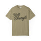Light brown t-shirt with black text 'Well Sheeyit' 